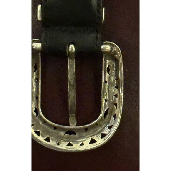 Vintage BRIGHTON Women's Black Leather Concho Belt 1995 Large Up To 34 InchWaist - Picture 12 of 16